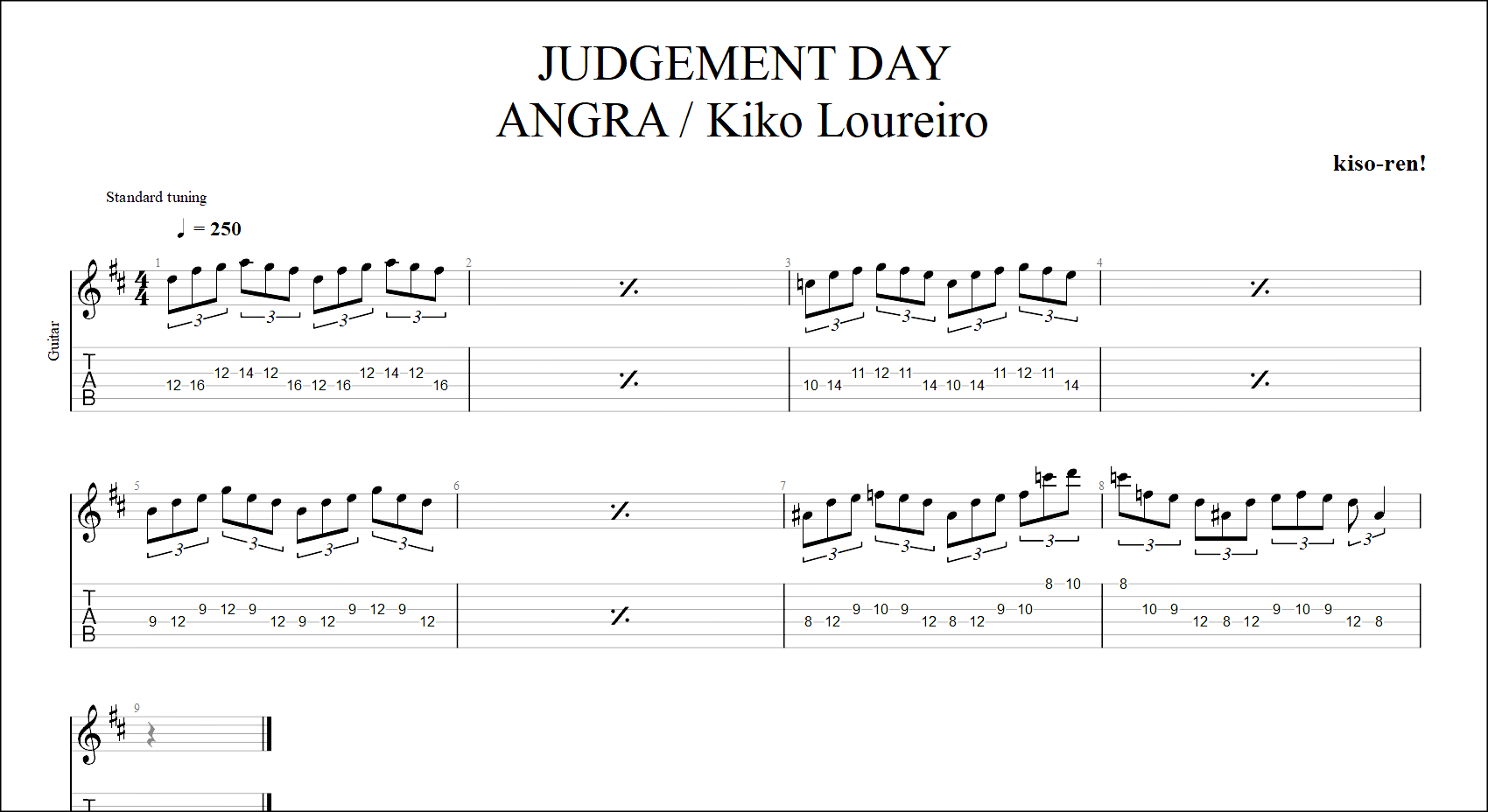 【TAB】JUDGEMENT DAY / ANGRA Kiko Loureiro FULL PICKING アングラ ジャッジメントデイ キコ･ルーレイロ フルピッキング練習【Guitar Picking Exercise】