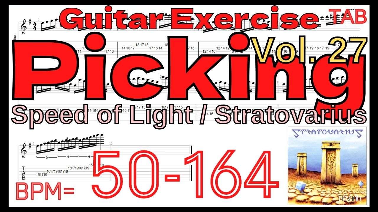 【Picking Vol.27】Speed of Light / Stratovarius TAB ストラトヴァリウス フルピッキング基礎練習