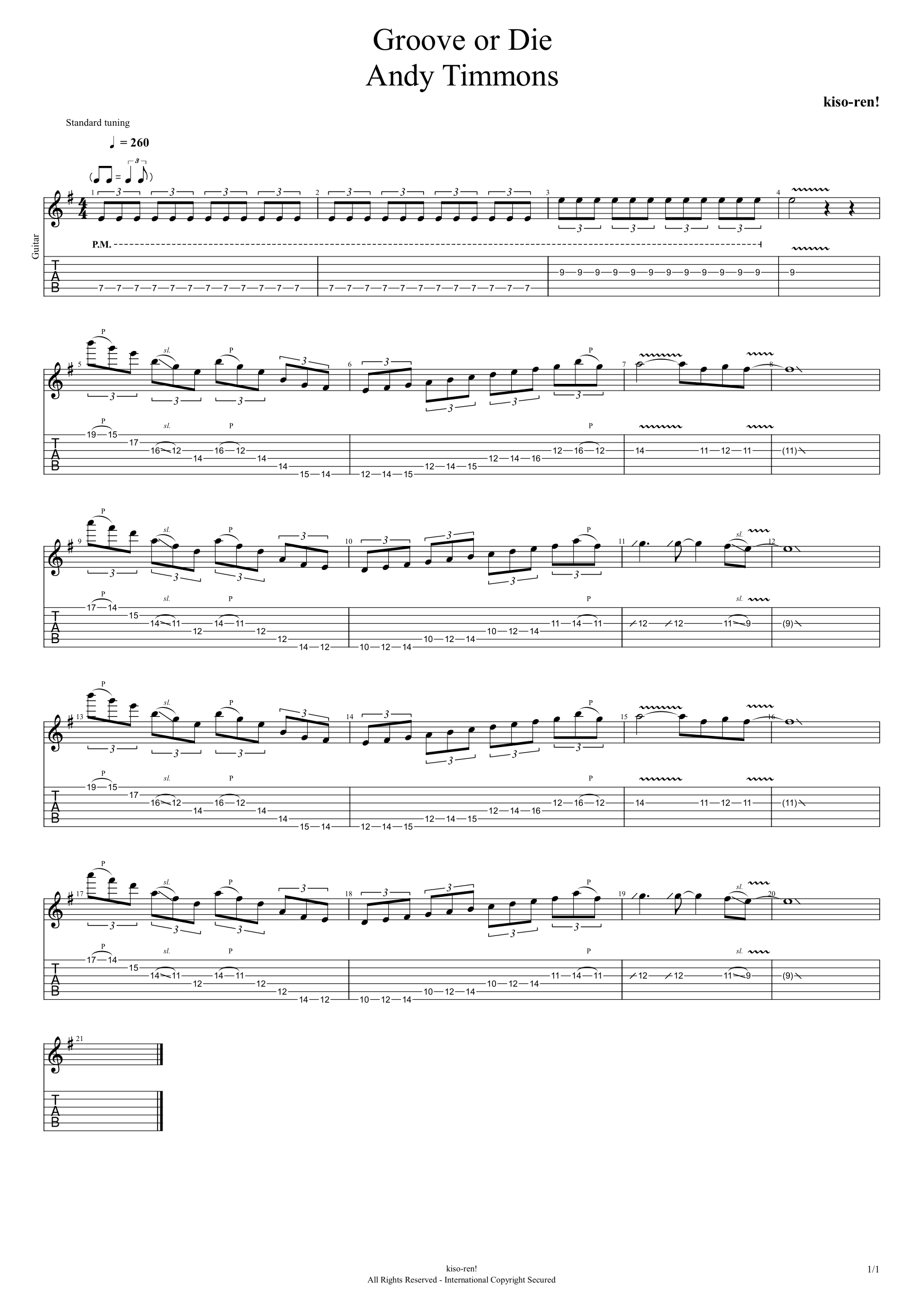 【TAB】Groove Or Die / Andy Timmons Practice アンディ･ティモンズ グルーブオアダイ ピッキング練習【Guitar Picking Vol.36】