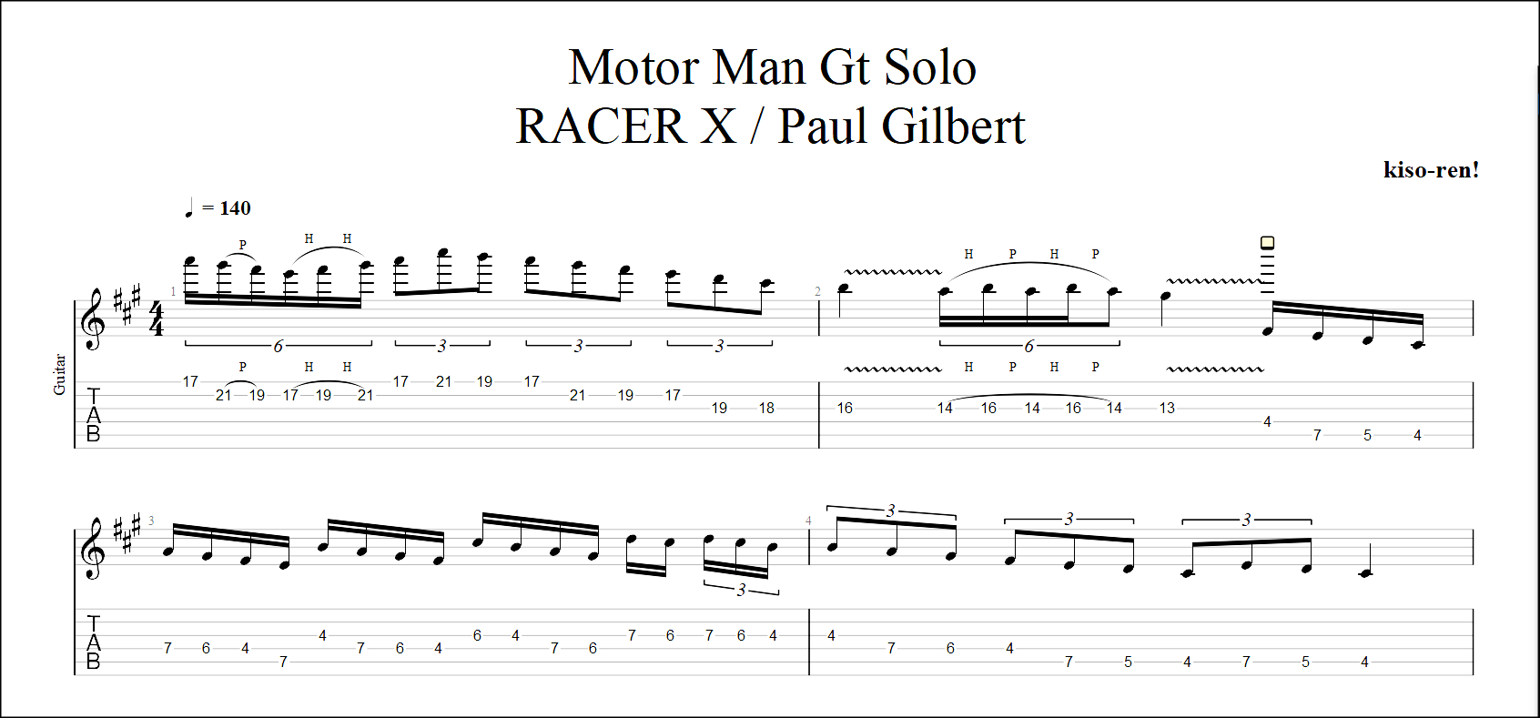 【Part TAB】】Motor Man[Gt Solo]/ Racer X(Paul Gilbert)  Practice ポール･ギルバート ピッキング練習【Guitar Picking Vol.46】