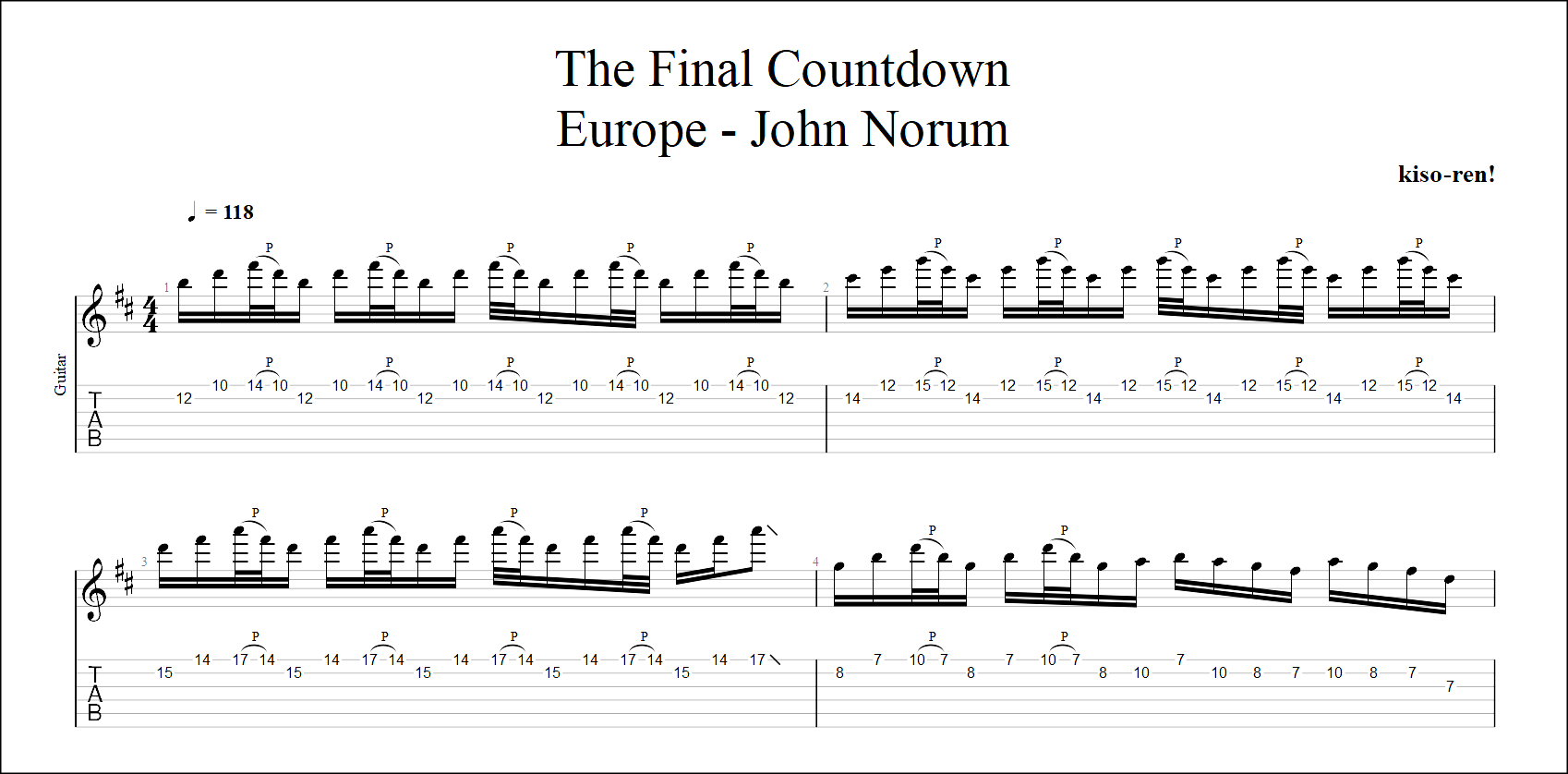 The Final Countdown / Europe Guitar Solo Practice ファイナルカウントダウン ヨーロッパ ギターソロ練習 John Norum【Guitar Picking Vol.47】