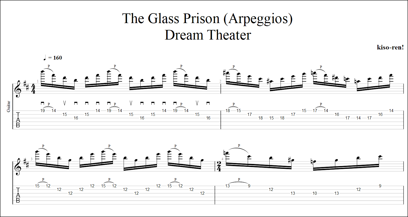 TAB グラスプリズン ペトルーシ スウィープ練習 The Glass Prison /  Dream Theater John Petrucci Sweep Arpeggios Practice 【Guitar Sweep Vol.14】