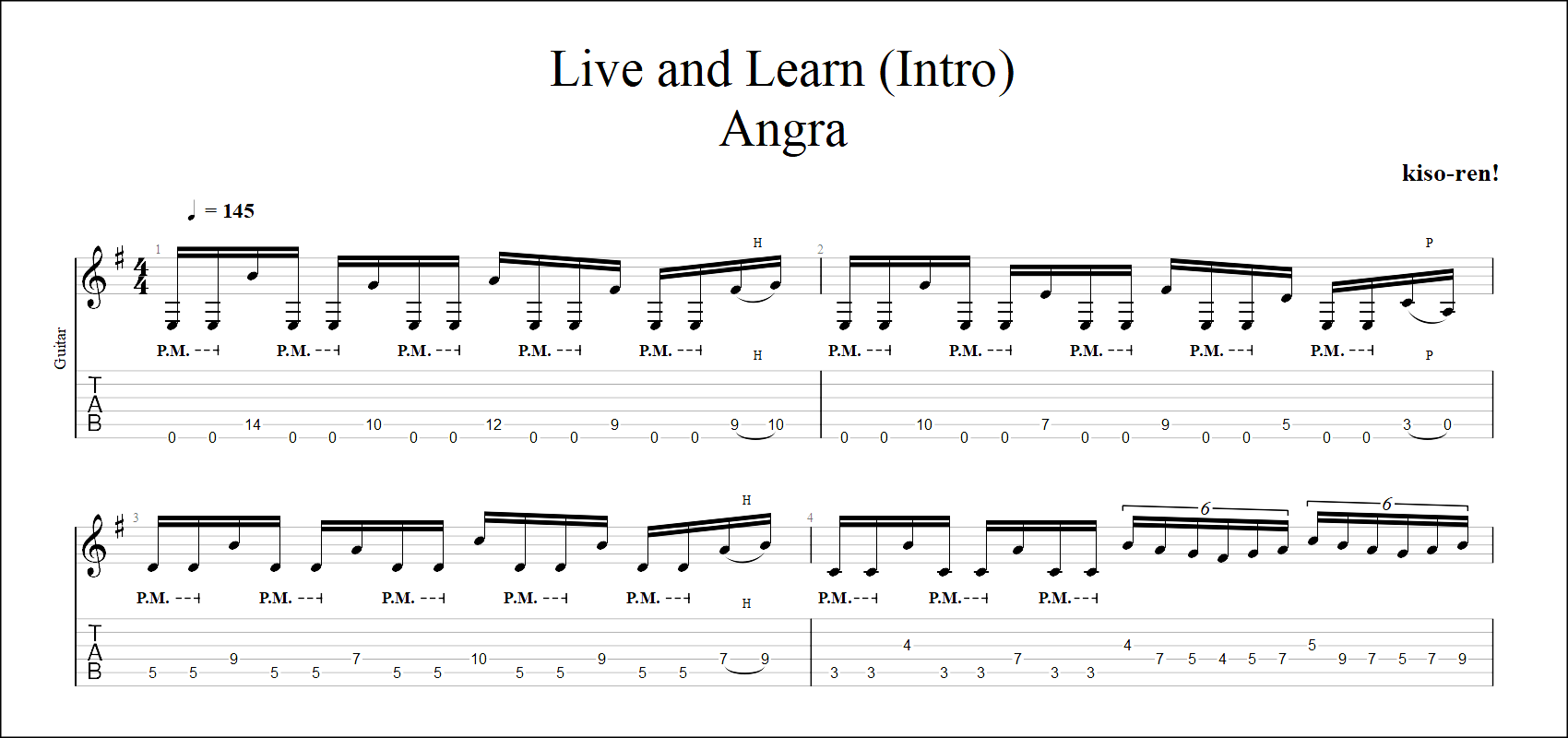 TAB Live and Learn / ANGRA INTRO Guitar Practice アングラ リブアンドラーン イントロギター練習 Kiko Loureiro【Guitar Picking Vol.48】