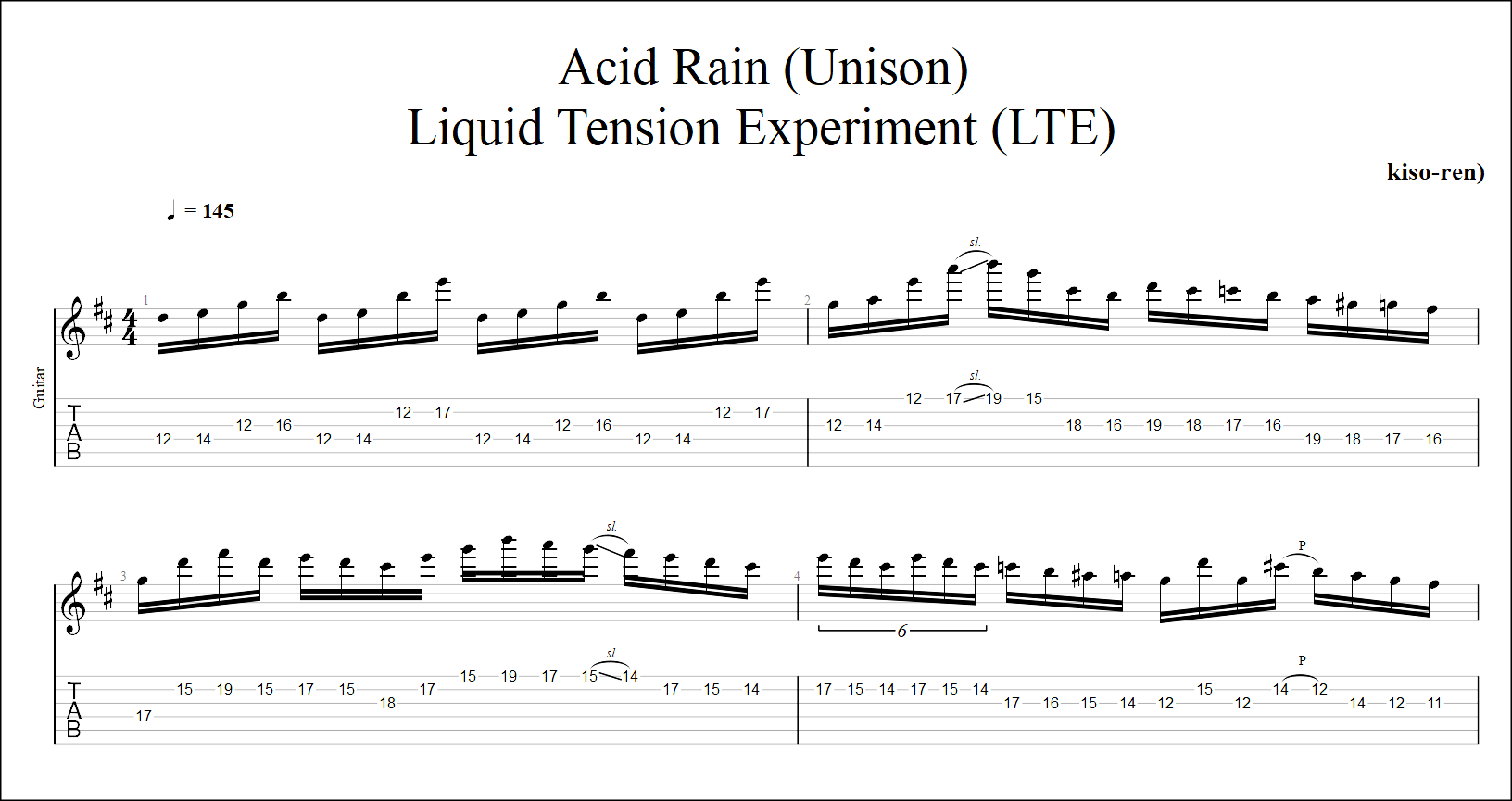 【Part TAB】Acid Rain / LTE  Liquid Tension Experiment UNISON Practice John Petrucci ジョンペトルーシ リキッド・テンション・エクスペリメント ギターピッキング練習 【Guitar Picking Vol.51】