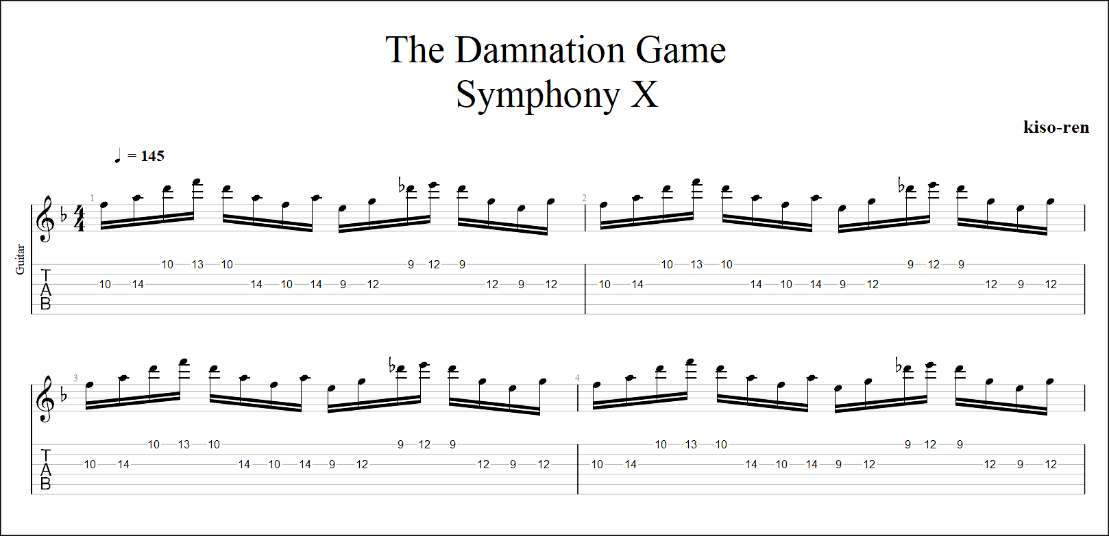 【TAB】The Damnation Game - Symphony X Guitar Intro Practice Michael Romeo マイケルロメオ ダムネーションゲーム イントロ ギターピッキング練習【Guitar Picking Vol.53】