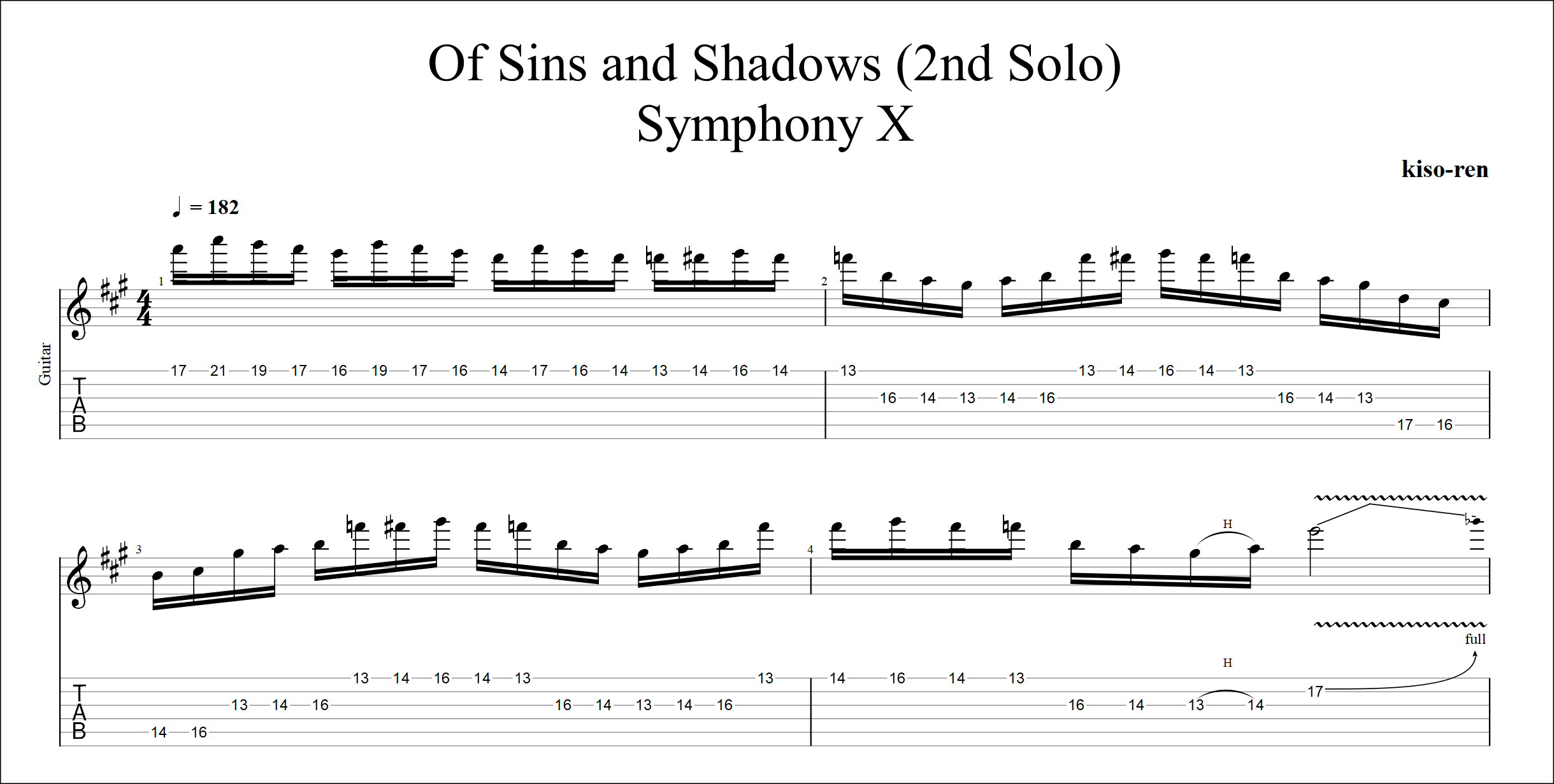 【TAB】Of Sins and Shadows(2nd Guitar Solo) - Symphony X Slow Practice Michael Romeo シンフォニーX マイケルロメオ ギターソロ ピッキング･スキッピングゆっくり練習 オブシンズアンドシャドウ 【Guitar Picking Vol.57】