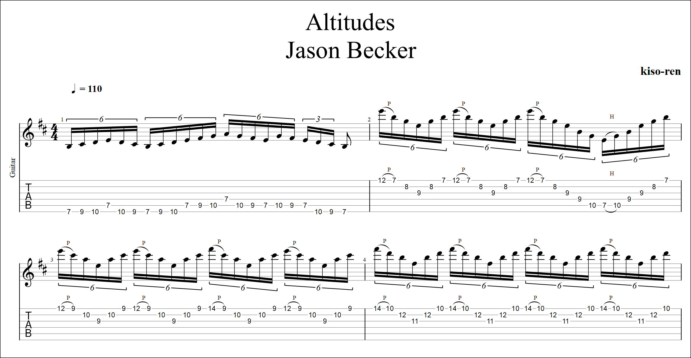 【TAB】Jason Becker/ Altitudes Sweep Arpeggios Practice ジェイソン･ベッカー アルチテュード スウィープ練習 【Guitar Sweep Vol.16】