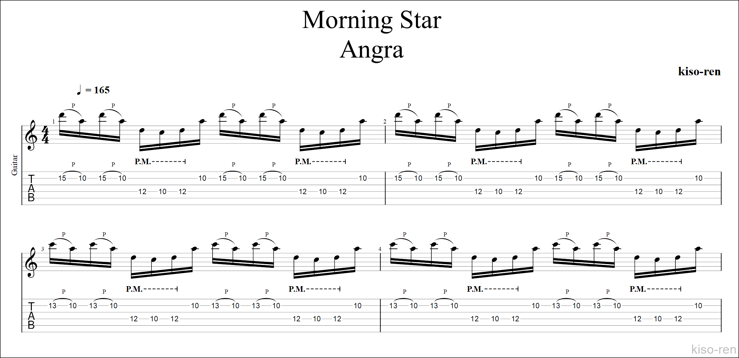 【TAB】Morning Star / ANGRA Guitar Solo Practice モーニングスター ギターソロ練習 アングラKiko Loureiro【Guitar Picking Vol.64】 #ANGRA