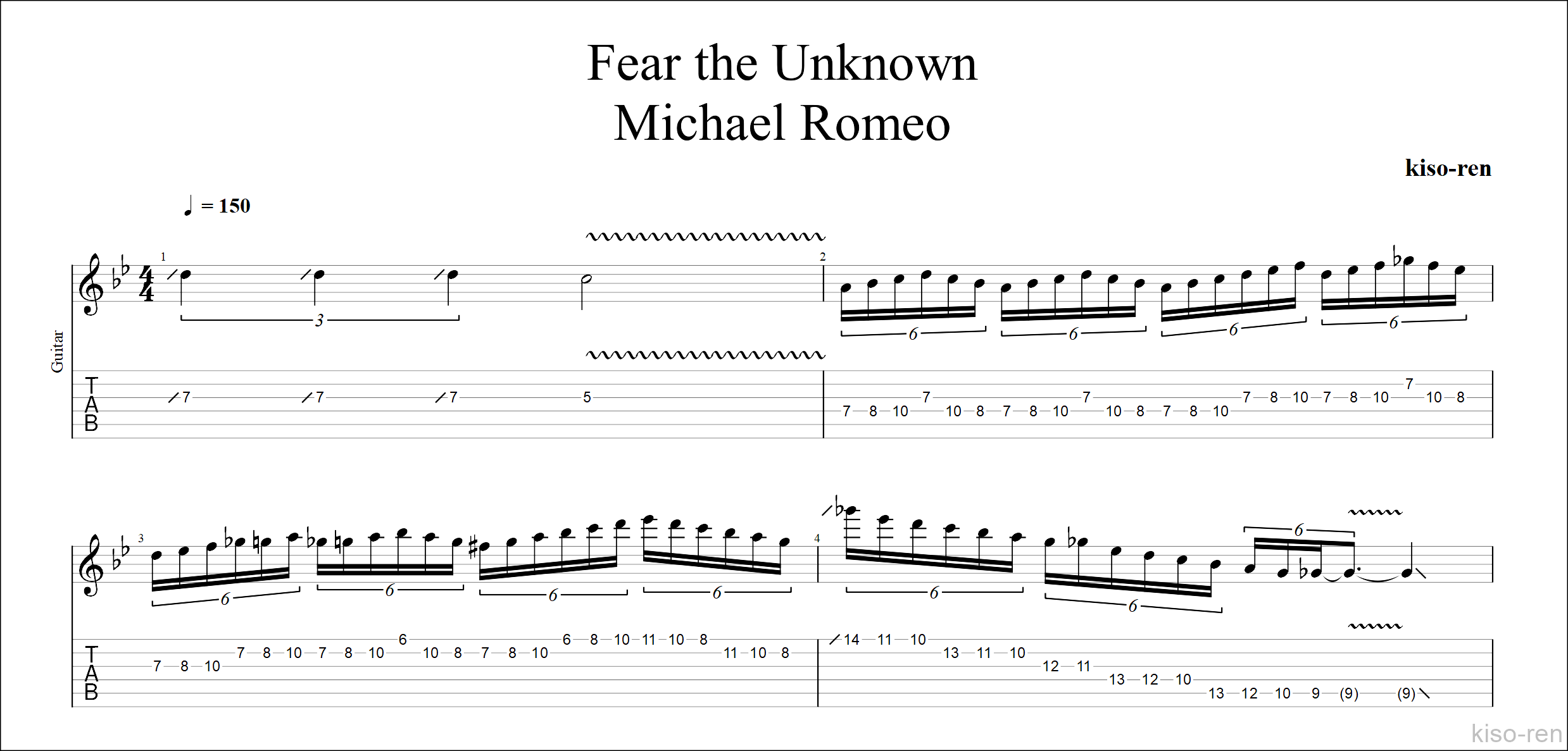 【TAB】Fear the Unknown / Michael Romeo Guitar Solo Slow Practice マイケルロメオ フィアーザアンノウン ピッキング基礎練習ゆっくり【Guitar Picking Vol.68】