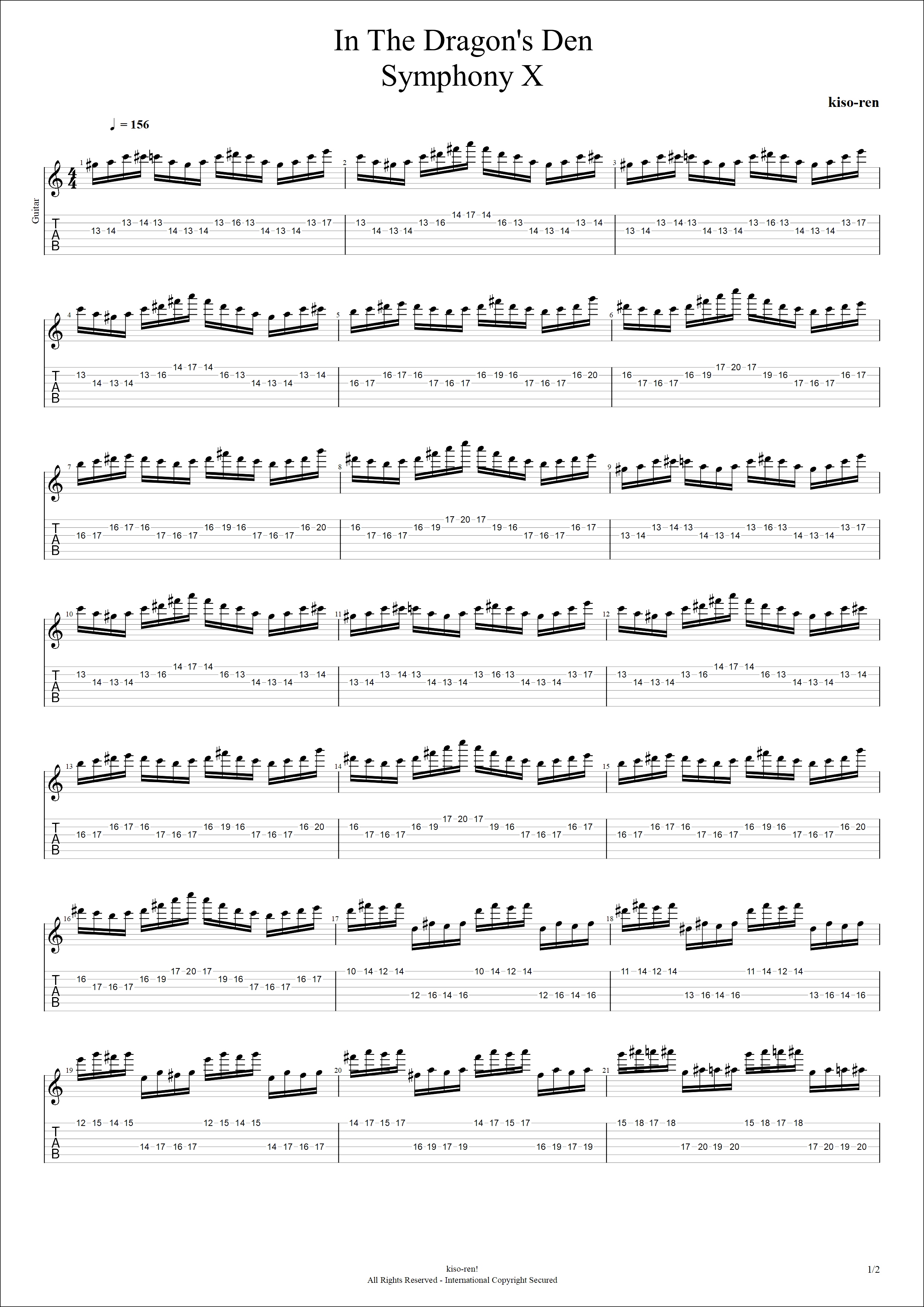 【TAB】In The Dragon's Den / Symphony X Guitar Solo Slow Practice Michael Romeo シンフォニーX マイケルロメオ イン･ザ･ドラゴン デン ピッキング基礎練習ゆっくり【Guitar Picking Vol.65】