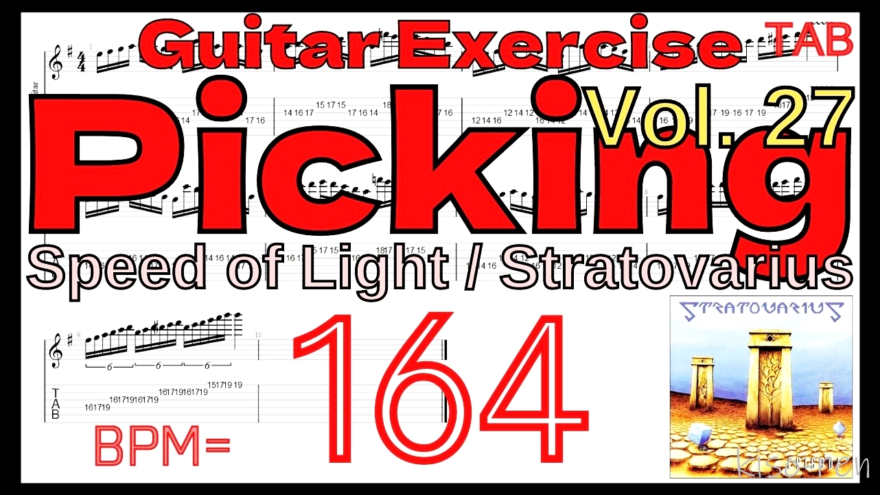 Guitar Picking Best Practice TAB7.Speed of Light / Stratovarius TAB ストラトヴァリウス フルピッキング基礎練習