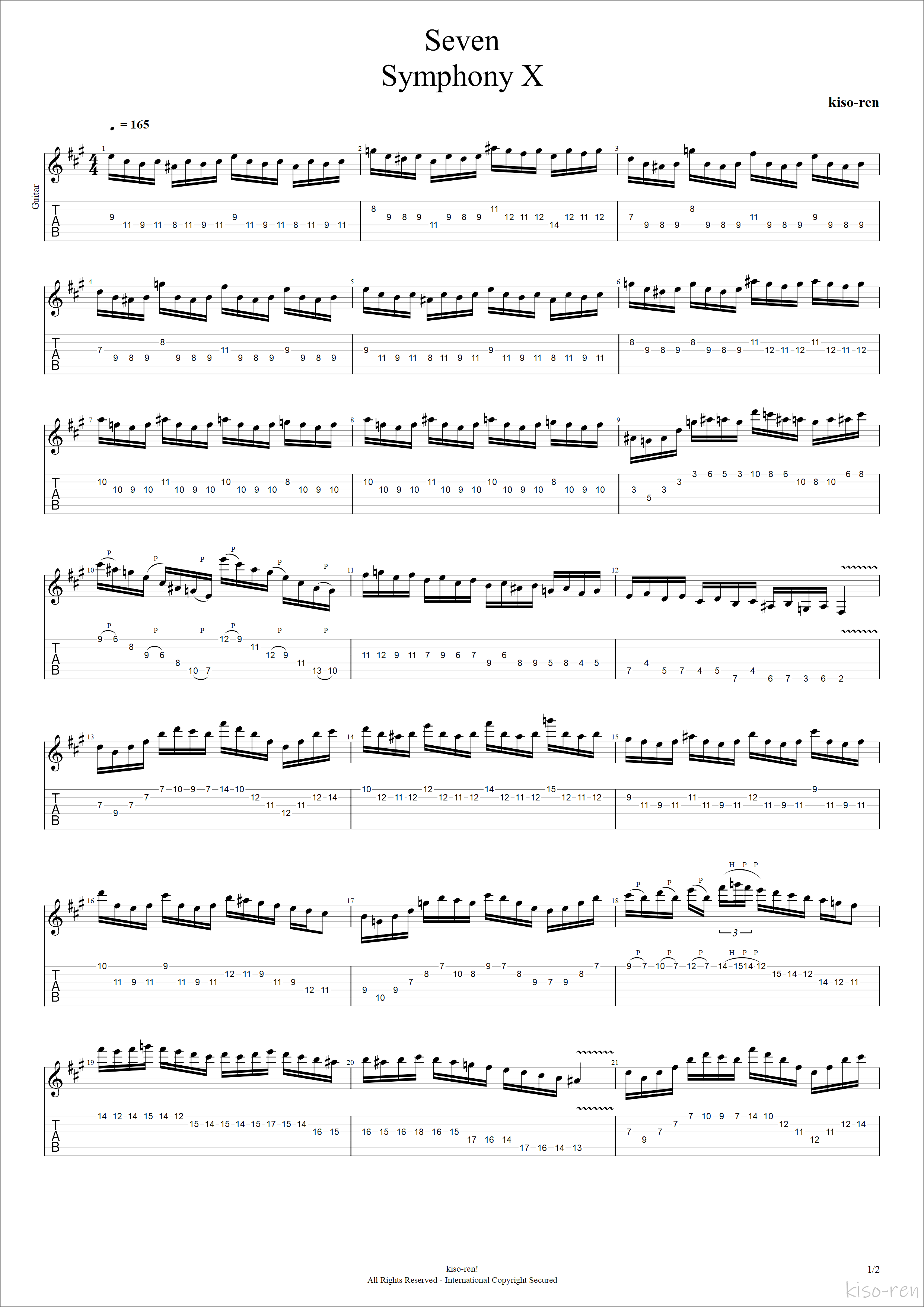 【TAB】Seven シンフォニーX マイケルロメオ セブン Symphony X Guitar Intro Michael Romeo ピッキング基礎練習ゆっくり【Guitar Picking Vol.92】