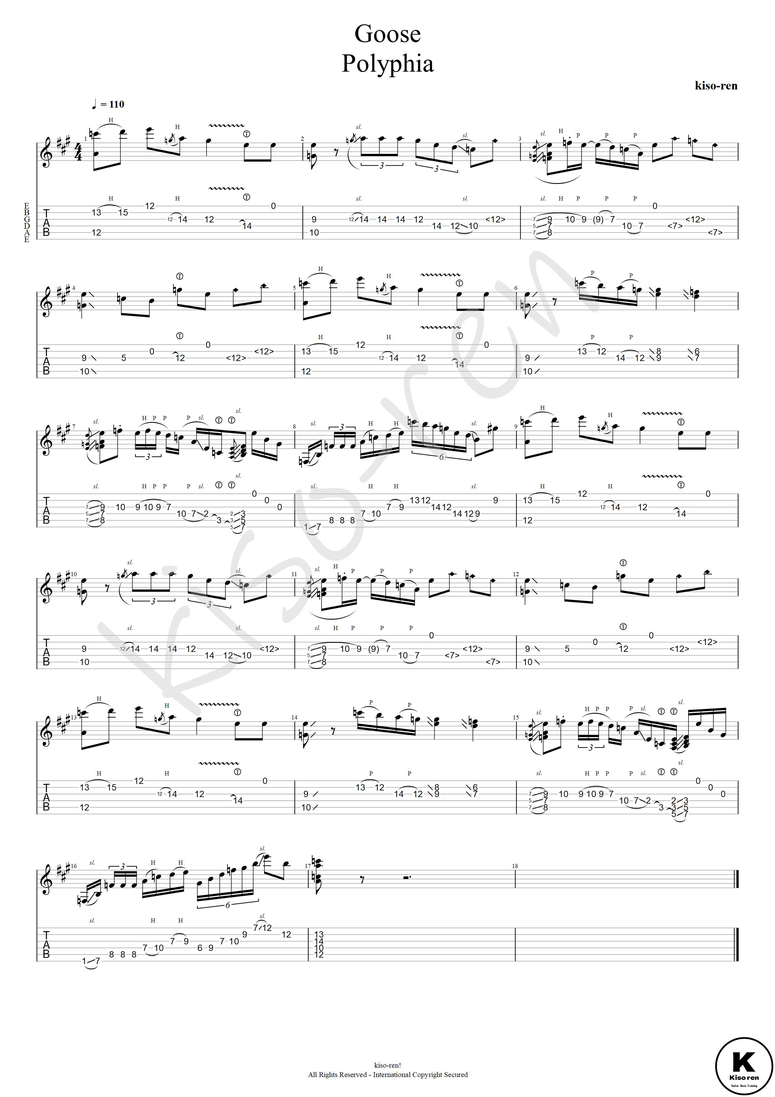 Goose TAB - Polyphia Guitar ポリフィア グース ギター速弾き練習【Guitar picking Vol.211】BPM20-110