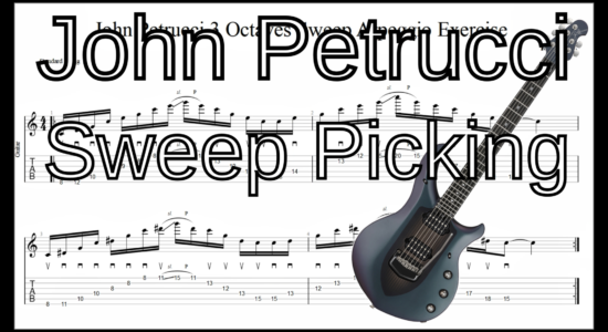 【TAB】John Petrucci Sweep Picking Arpeggio 3 Octaves Guitar Exercise ジョン･ペトルーシ ３オクターブ スウィープ ギター【Practice TAB】