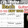 [TAB]Partita in A Minor, BWV 1013 J.S. Bach Electric Guitar Classic 無伴奏パルティータ イ短調 イギリス風ブーレ ギターピッキング基礎練習【Guitar picking Vol.165】 #Bach #BWV1013